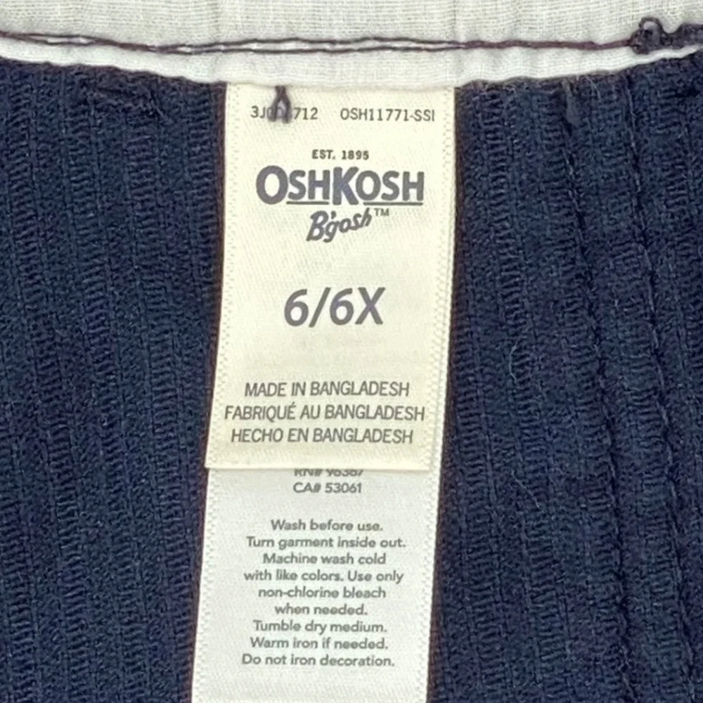 OshKosh Bgosh Dress Girls 6/6X Blue Overall Corduroy Button Front Jumper Dress